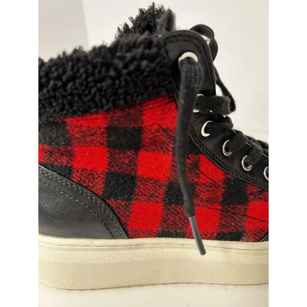 Mark Fisher Fellow Buffalo Plaid Flannel Faux Shearling Sneaker  SIZE 6.5 EUC‎